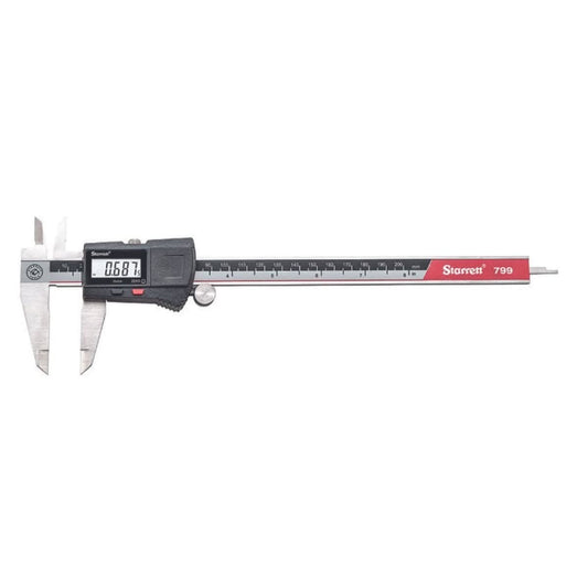 Starrett Stainless Steel Electronic Slide Caliper | 0-8" Range, 0.0005" Resolution, LCD Display, EC799A-8/200