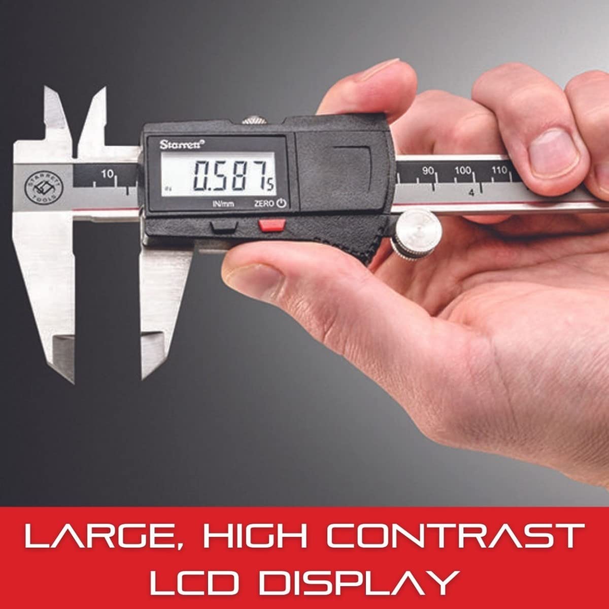 Starrett Stainless Steel Electronic Slide Caliper | 0-8" Range, 0.0005" Resolution, LCD Display, EC799A-8/200