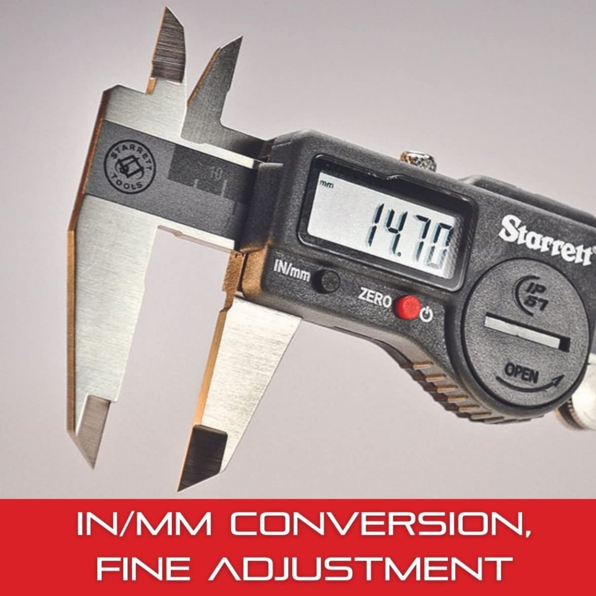 Starrett Stainless Steel Electronic Slide Caliper | 0-8" Range, 0.0005" Resolution, LCD Display, EC799A-8/200
