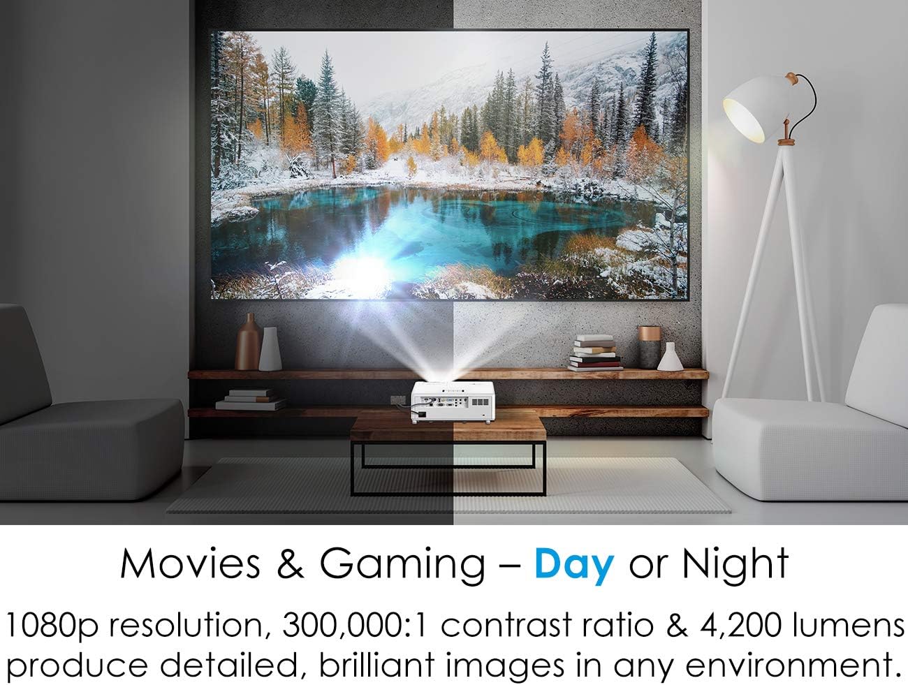Optoma GT1090HDR Laser Projector | 4K HDR, Short Throw, 4200 Lumens, 30,000h Lamp-Free