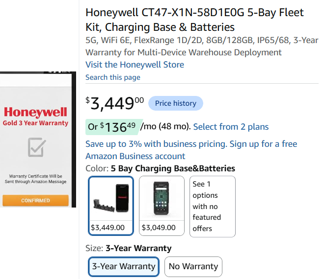 The warranty as a buyable option — CT47-X1N-58D1E0G 5-Bay Fleet Kit