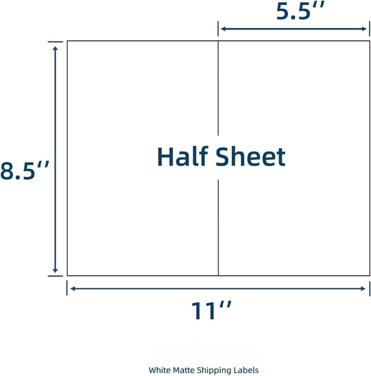 8.5" x 5.5" Half-Sheet Labels | Laser & Inkjet Printer, Self-Adhesive, 2 per Sheet, 500 Sheets (1000 Labels)
