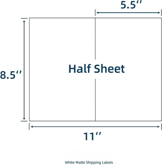 8.5" x 5.5" Half-Sheet Labels | Laser & Inkjet Printer, Self-Adhesive, 2 per Sheet, 500 Sheets (1000 Labels)
