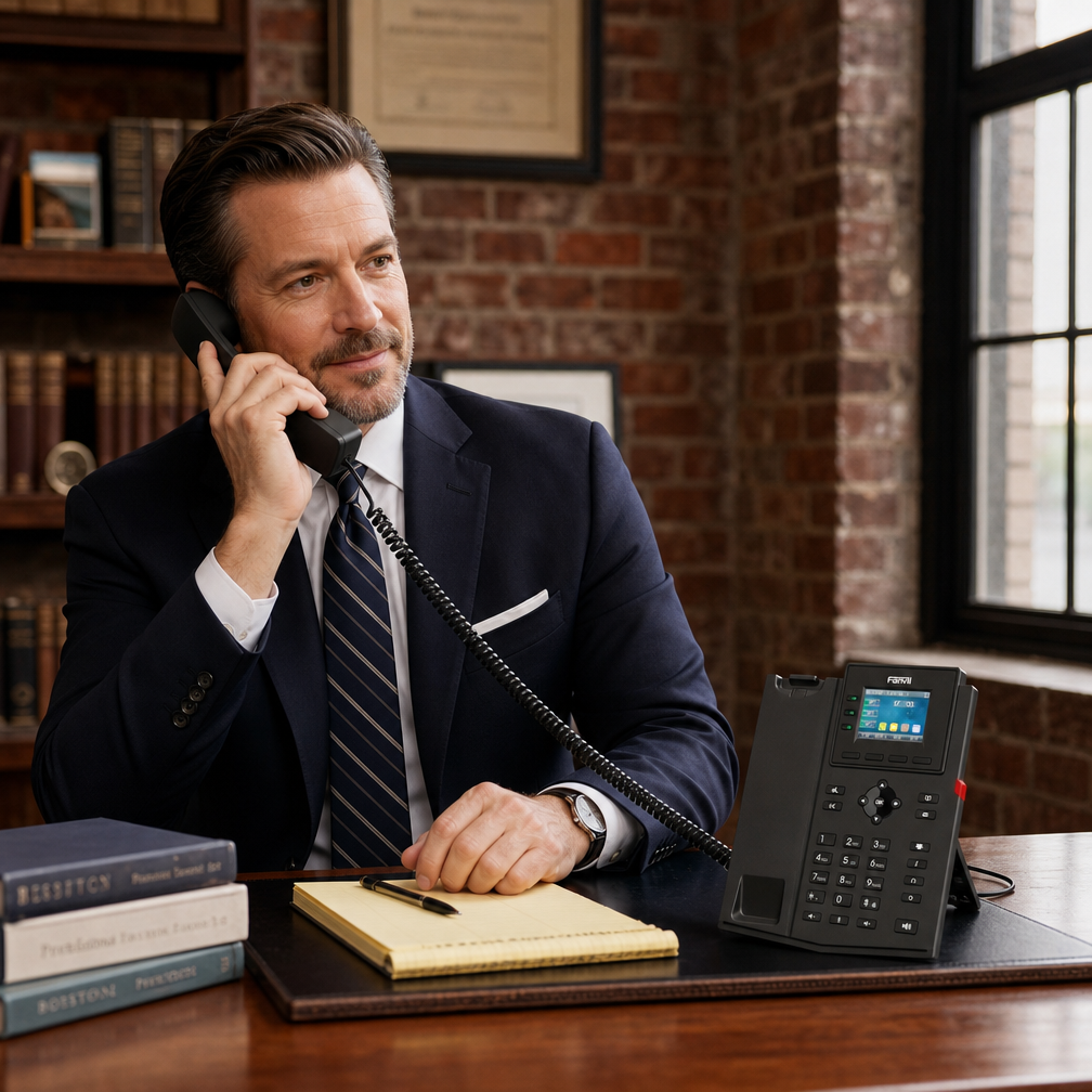 Fanvil X303-2 Wire IP Phone - 4 SIP Lines, 2.4" Color Display, RJ11 2-Wire Network & Power Connection