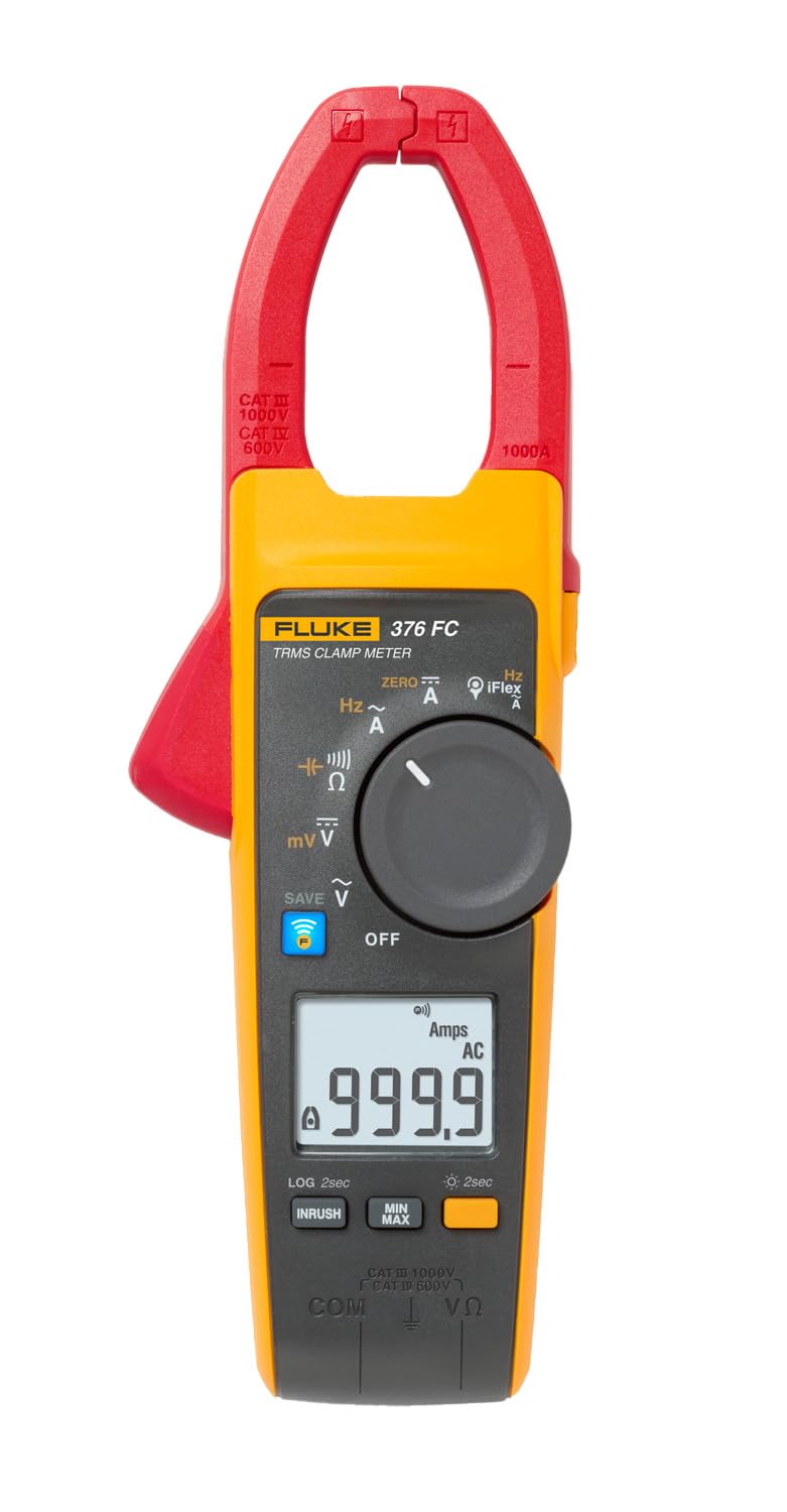 Fluke 376FC AC/DC Clamp Meter with iFlex For Industrial/Commercial Electricians, VFD Low Pass Filter For Accurate Measurements, Inrush Measurements, Bluetooth Connectivity For Remote Measurements