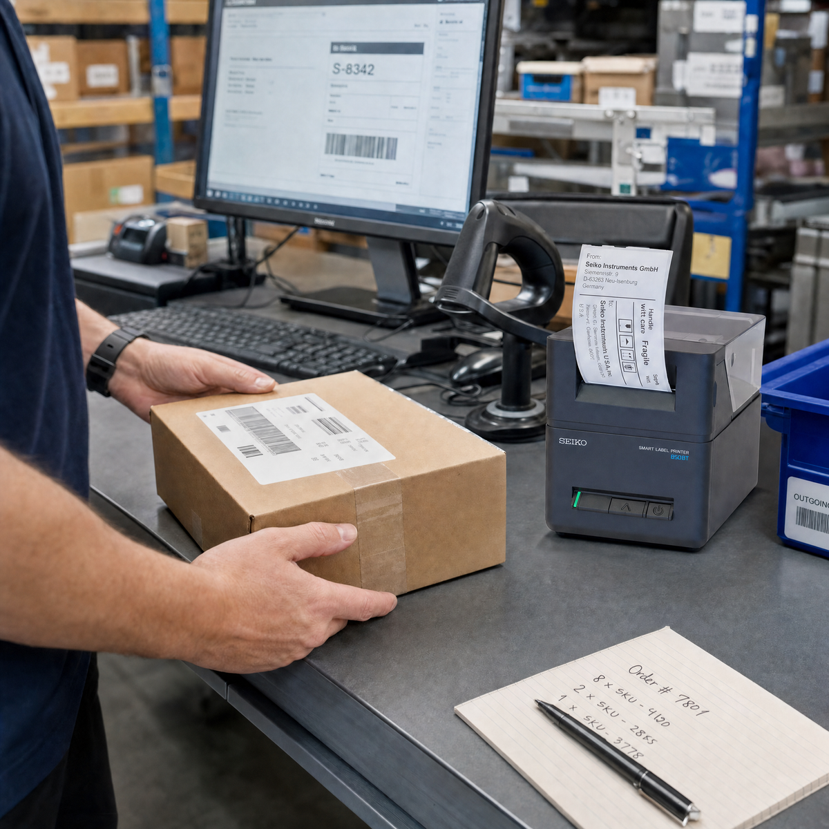 Seiko SLP850-BK0C11-03 2-Inch Linerless Label Printer with Bluetooth and USB Connectivity
