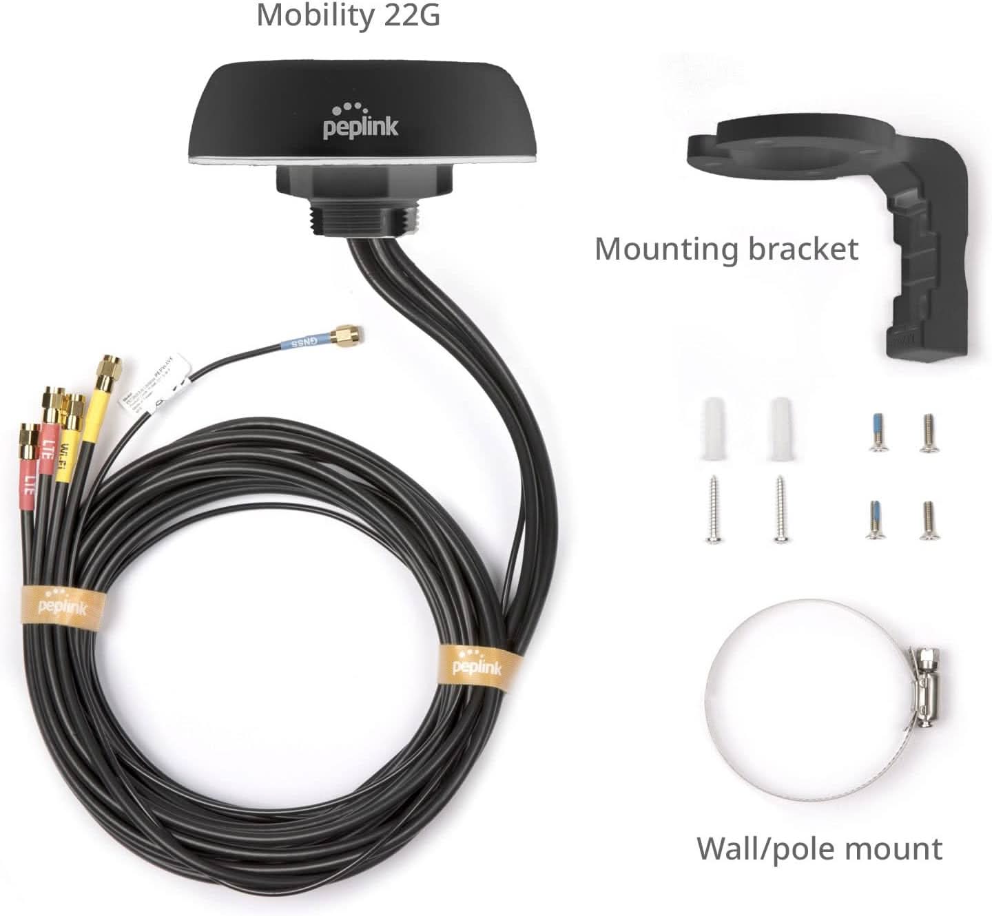 Peplink Mobility 22G Antenna | LTE 2x2 MIMO Dual-Band Wi-Fi with GPS Receiver, Durable Housing, Black