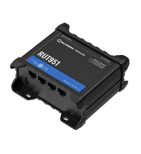 Teltonika RUT951 Industrial Cellular Router |4G LTE Cat 4 (150 Mbps), 3G/2G Connectivity, Dual SIM with Auto Failover, Wi-Fi Hotspot, 1x WAN + 3x LAN