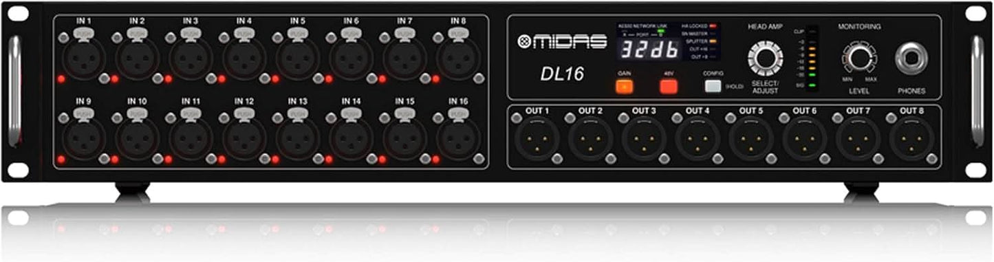 Midas DL16 Stage Box | 16 Inputs, 8 Outputs, 16 Mic Preamps, ULTRANET & ADAT Interfaces