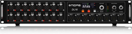 Midas DL16 16 Input, 8 Output Stage Box with 16 Midas Microphone Preamplifiers, ULTRANET and ADAT Interfaces