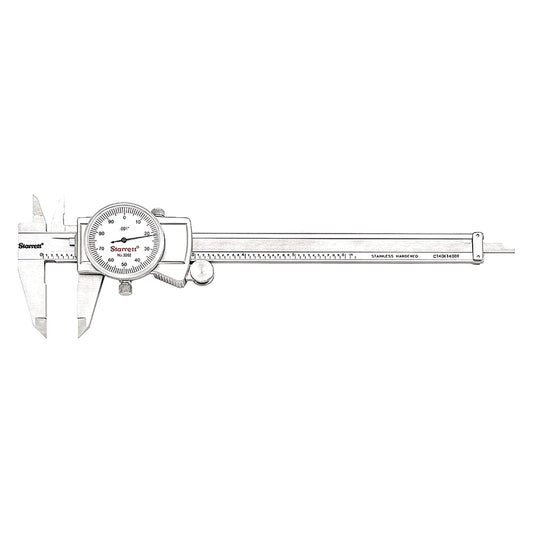 Starrett 3202-6 Dial Caliper | 0-6" Range, 0.001" Graduation, Stainless Steel, with Adjustable Bezel