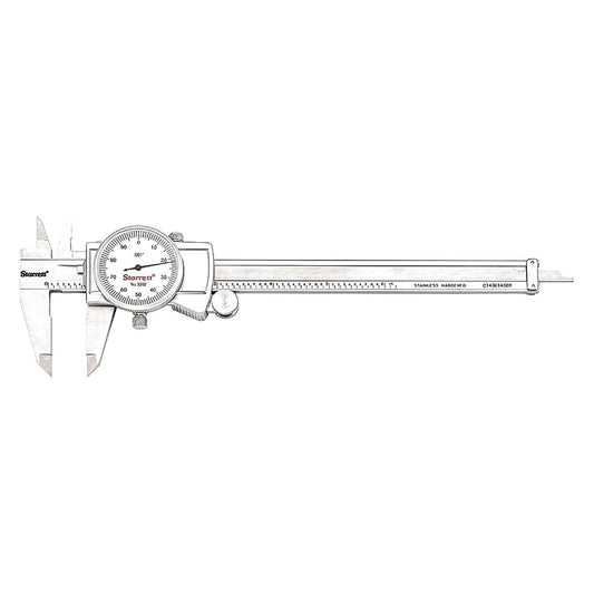 Starrett Dial Caliper with Adjustable Bezel and Fitted Case