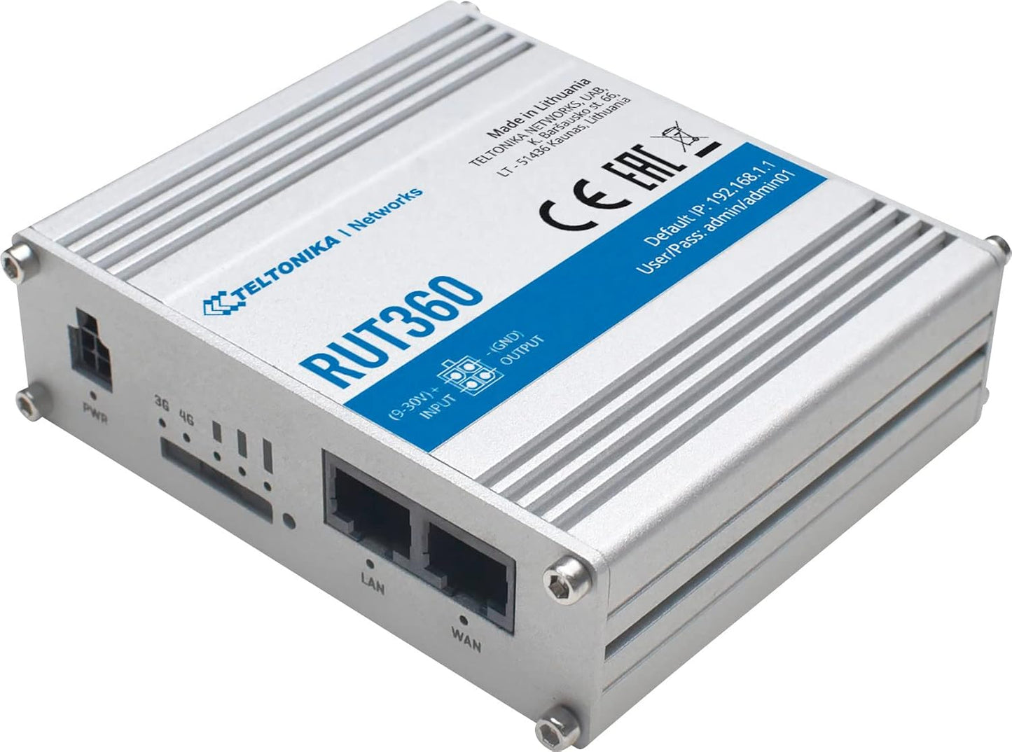 Teltonika RUT360 Industrial Cellular Router | 4G LTE Cat 6 up to 300 Mbps, Dual-Band Wi-Fi 2x2 MIMO, 1 WAN/LAN + 1 LAN 10/100 Mbps, Digital I/O