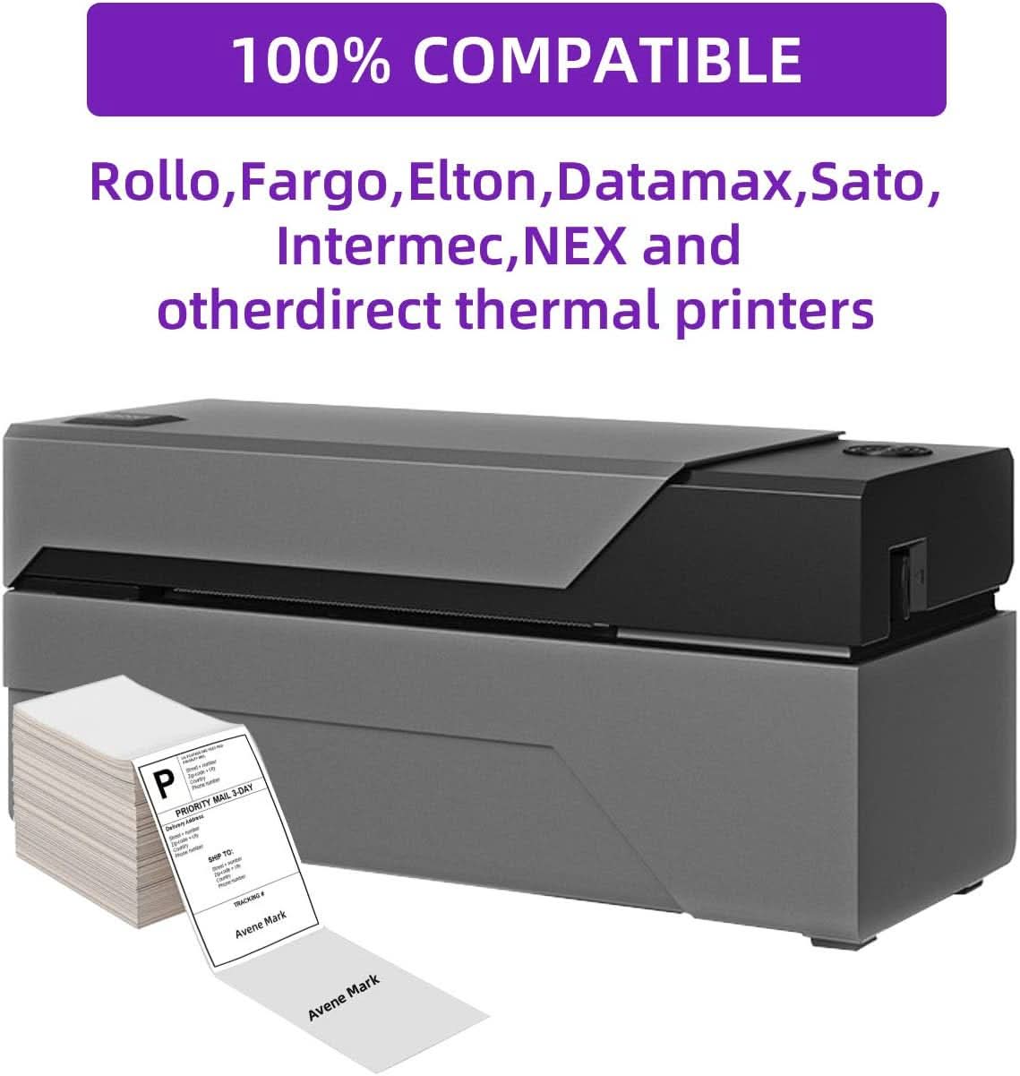 4" x 6" Thermal Labels | Fanfold Direct Thermal, Postage & Shipping, Strong Adhesive, Perforated, Compatible with Zebra, Rollo, MUNBYN Printers, 2000 Labels (500 per Stack, 4 stacks)