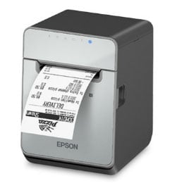 Epson TM-L100 Label Printer | Linerless (LFC), 40/58/80mm Media, USB-A & Ethernet E04, Black, Includes PS-180