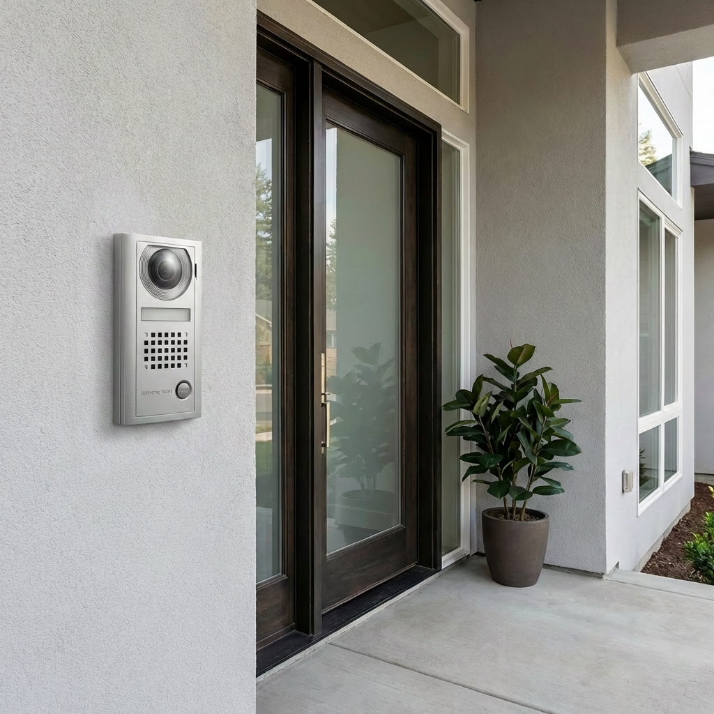 Aiphone AX-DV Surface-Mount Audio/Video Door Station — Cast-Aluminum Vandal-Resistant Housing, 1/4" Color CCD Camera, Illuminated Directory, Cat-5e RJ45 Wiring, AX Series Compatible