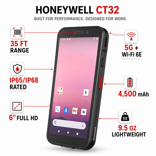 Honeywell CT32 Mobile Computer 5G with FlexRange Scanning for Warehouse & Retail