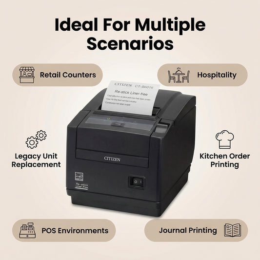 Citizen CT-S601IIS3UBUBKP Thermal POS Printer - CT-S600 Type II, Top Exit, USB, Black