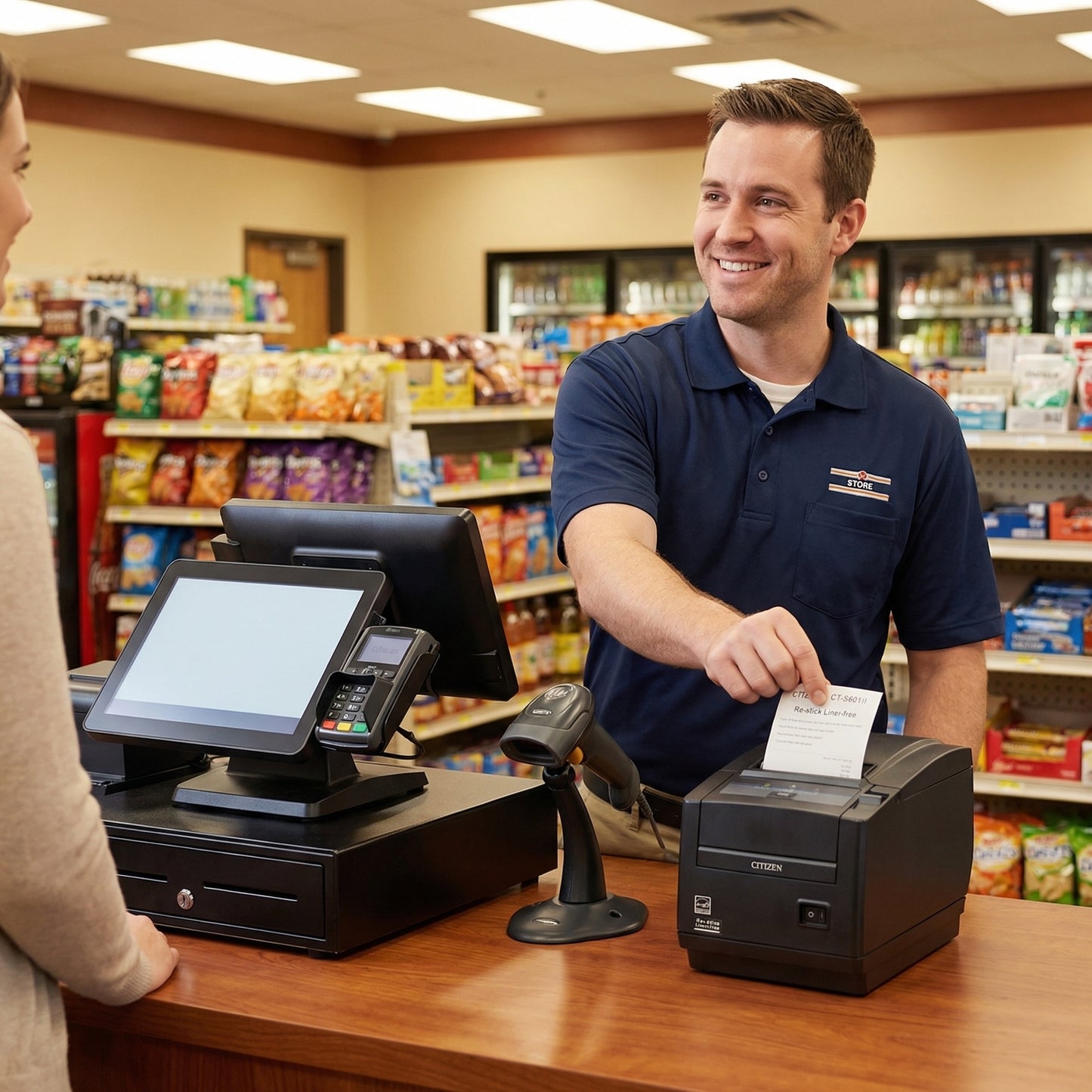 Citizen CT-S601IIS3UBUBKP Thermal POS Printer - CT-S600 Type II, Top Exit, USB, Black