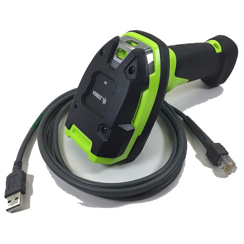 Zebra DS3608-SR Rugged Scanner Kit | Standard Range, Vibration Motor, Industrial Green, Includes High Current Shielded USB Cable