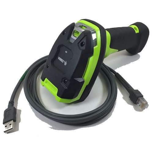 Zebra DS3608-SR Rugged Scanner Kit | Standard Range, Vibration Motor, Industrial Green, Includes High Current Shielded USB Cable