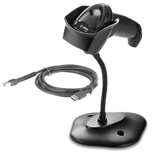 Zebra DS4608-HD Barcode Scanner Kit | With Stand, USB Cable, Black