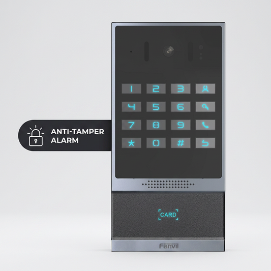 Fanvil i64 SIP Video Doorphone - Wide-Angle HD Camera, Night Vision, 2 SIP Lines, RFID Card Reader, IP66/IK07, 16-Key Keypad, Wiegand, PoE, Aluminum, Wall-Mount, Black