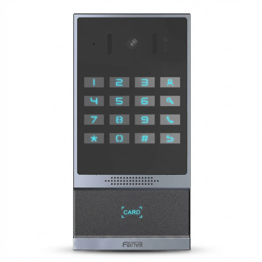Fanvil i64 SIP Video Doorphone - Wide-Angle HD Camera, Night Vision, 2 SIP Lines, RFID Card Reader, IP66/IK07, 16-Key Keypad, Wiegand, PoE, Aluminum, Wall-Mount, Black