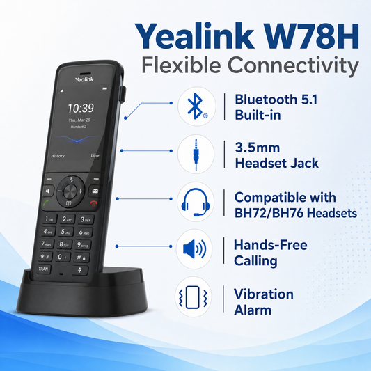 Yealink W78H Wireless DECT Handset with 2.4-Inch Color Display and Bluetooth 5.1 for Business