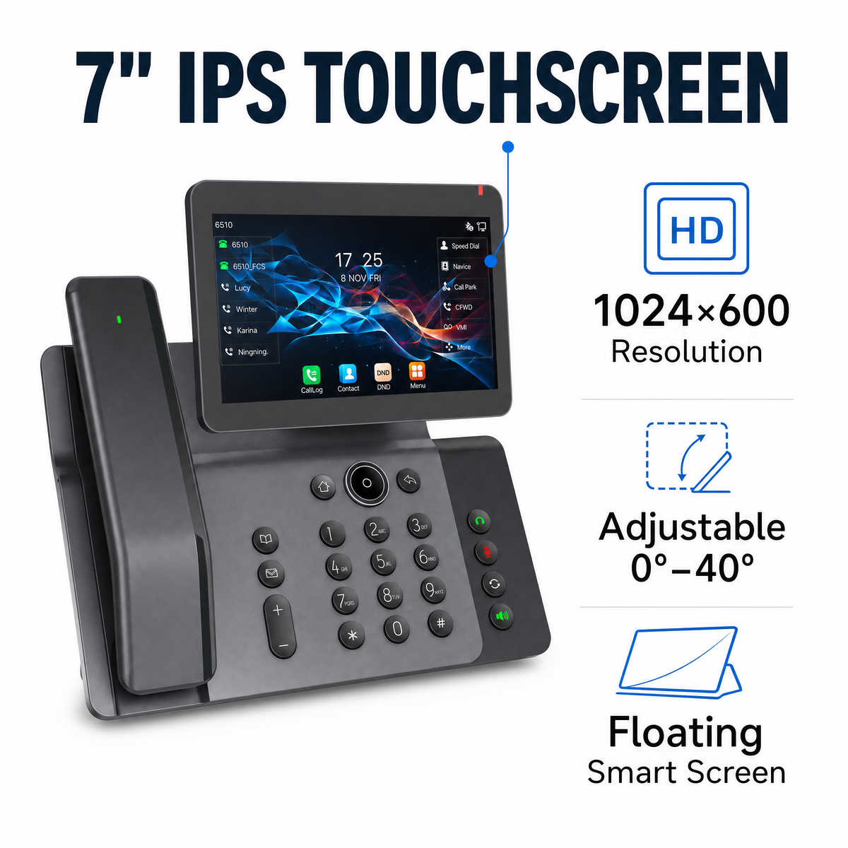 Fanvil V66 Pro IP phone with adjustable floating 7-inch HD touchscreen