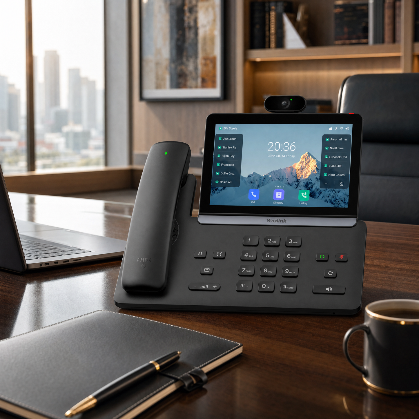 Yealink SIP-T88V Pro Smart Business Phone with 7-Inch Touchscreen, 5MP HD Camera, and Bluetooth Handset