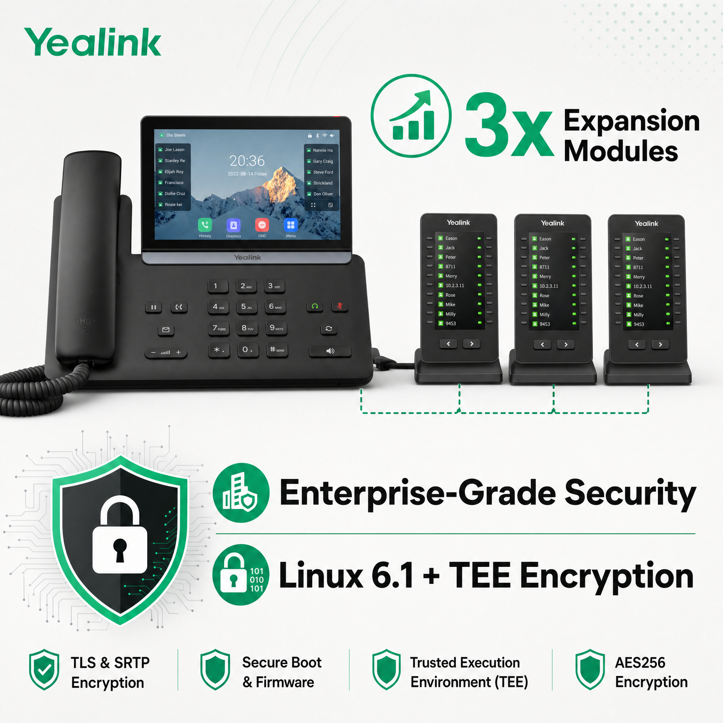Yealink SIP-T87W Executive IP Phone with 7-Inch Touchscreen, Wi-Fi 6 & Bluetooth 5.0