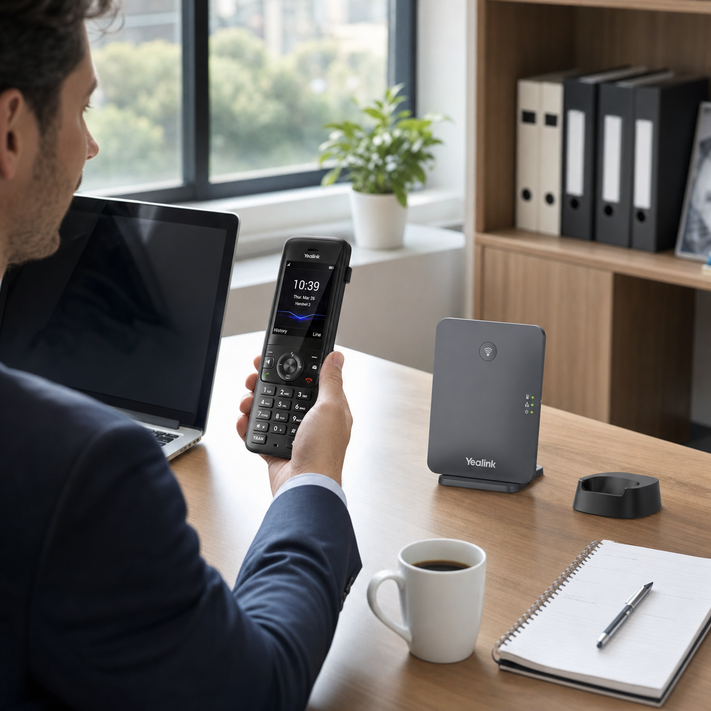 Yealink W78P DECT Wireless IP Phone System with 10 Handset Support for Scalable Enterprise Voice