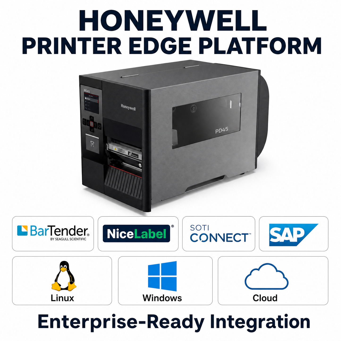Honeywell PD45 Industrial Label Printer, 203/300 DPI Direct/Thermal Direct Printer for Manufacturing & Logistics