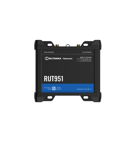 Teltonika RUT951 Industrial Cellular Router |4G LTE Cat 4 (150 Mbps), 3G/2G Connectivity, Dual SIM with Auto Failover, Wi-Fi Hotspot, 1x WAN + 3x LAN