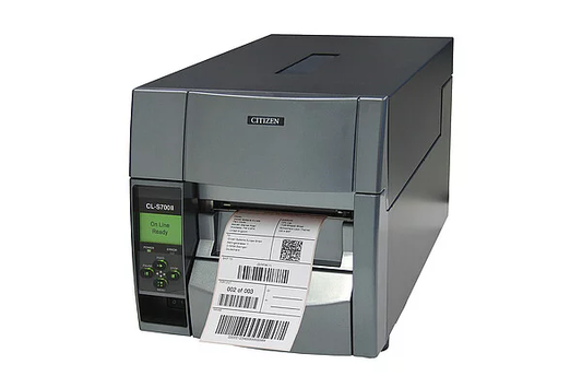 Citizen CL-S700IIR-EPU Barcode Printer | CL-S700 Type II, Direct Thermal/Thermal Transfer, 203 dpi, With Rewinder & Premium LAN, Gray