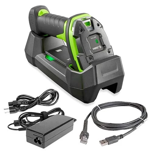 Zebra DS3678 Industrial Barcode Scanner Kit | Cordless, FIPS, Includes Scanner, 7ft USB Cable, Cradle, Power, Line Cord, Vibration Motor, Green