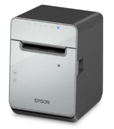 Epson TM-L100 Label Printer | Linerless (LFC), 40/58/80mm Media, Serial S01, USB & Ethernet E04, Black, Includes PS-180