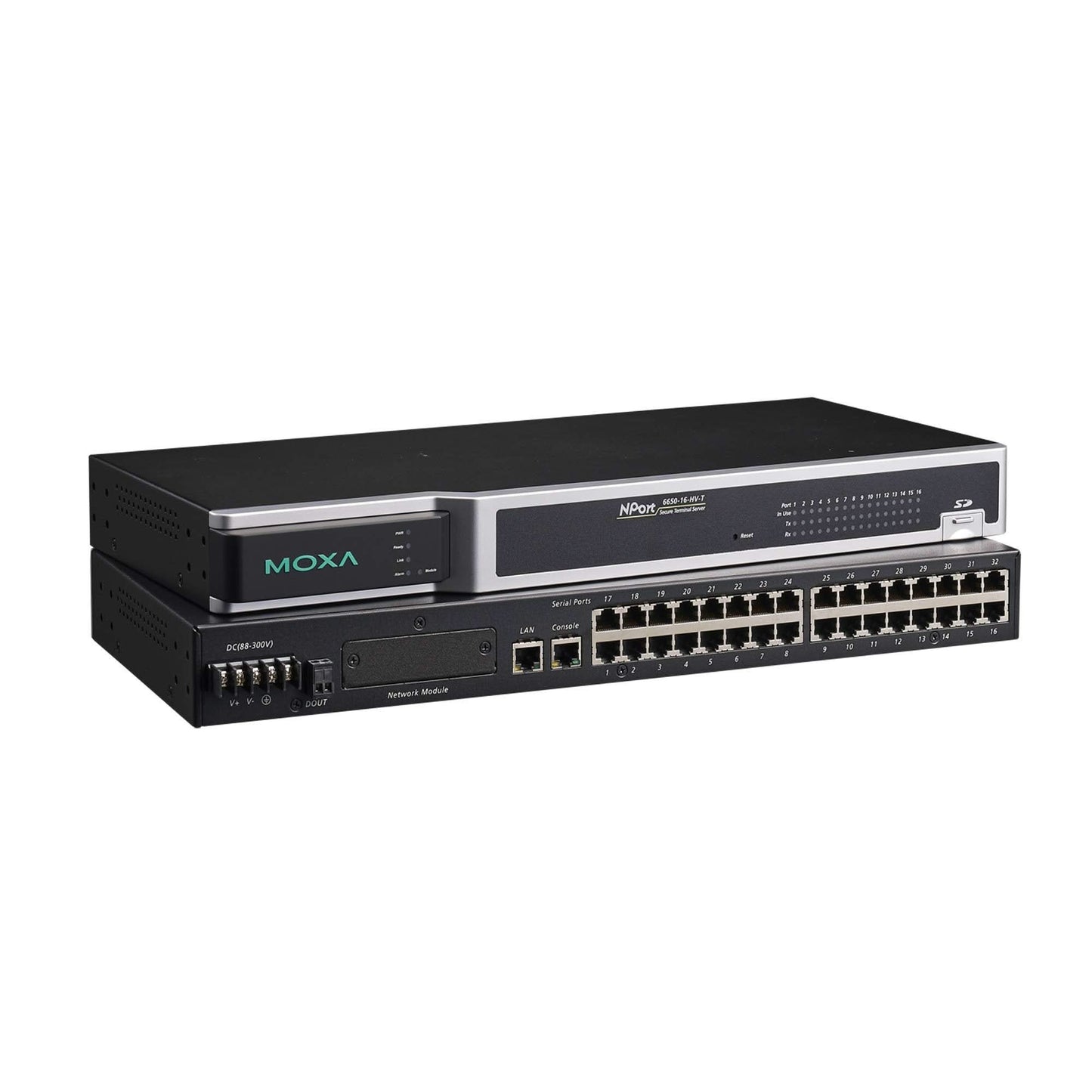 MOXA NPort 6650-16 Rackmount Secure Device Server | 16-Port RS-232/422/485, 100–240VAC Input