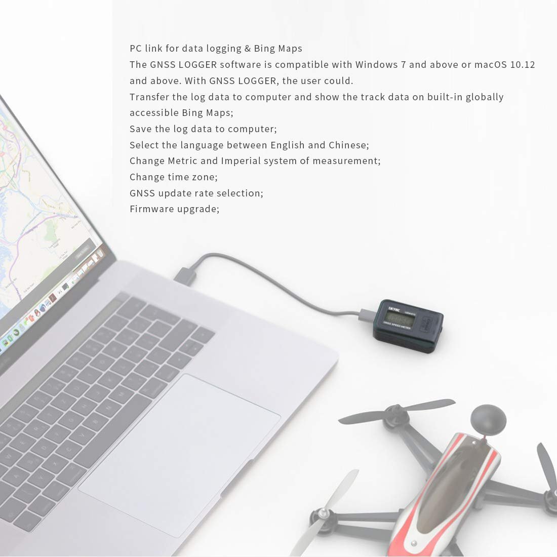 SKYRC GSM-015 GNSS GPS Speed & Height Tester | For RC Drones, FPV, Helicopters, Airplanes, GPS+GLONASS, 10Hz, Data Logging, 200mAh Battery