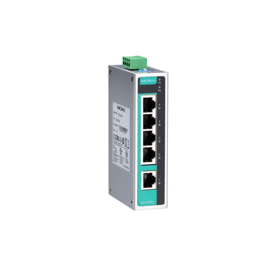 Moxa | Ethernet Switch, Unmanaged, 5 Port, IP30 Aluminum housing, EDS-205A Series