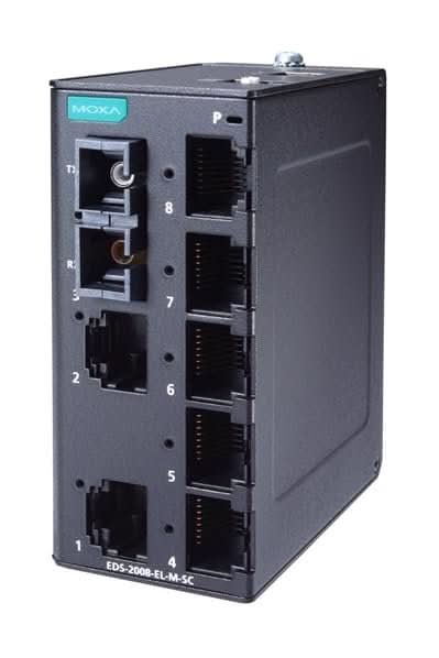 MOXA EDS-2008-EL 8-Port Entry-Level Unmanaged Switch, 8 10/100BaseTX Ports, Metal housing, -10 to 60°C
