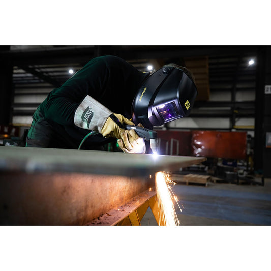 ESAB 0700000490 SAVAGE A40 Black Auto-Darkening Welding Helmet | External Shade Adjustment, Four Arc Sensor Auto Darkening, 3.93" x 1.96" True Color Viewing Lens, Sensitivity/Delay Control