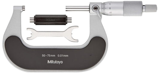 Mitutoyo Outside Micrometer, Heat Insulated Frame, Ratchet Stop, Metric