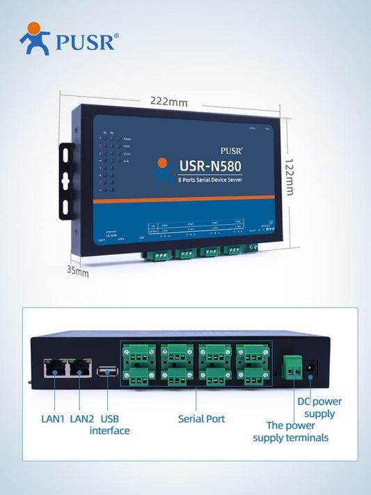 Moxa NPort 5230 2-Port Device Server | RS-232 x1, RS-422/485 x1, Terminal Block, 10/100 Ethernet