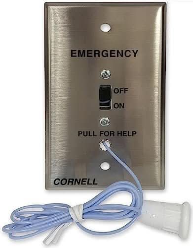 Alpha Communications E-114-1 Emergency Pull Cord Station | Stainless Steel, Call Cancel at Origin, 6ft Nylon Cord