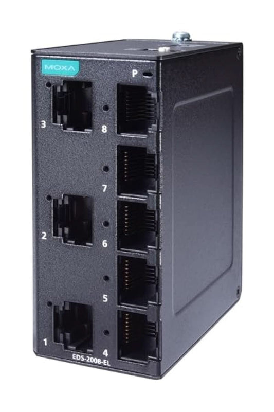 MOXA EDS-2008-EL Unmanaged Ethernet Switch | 8x 10/100BaseTX, Metal Housing, -10 to 60°C
