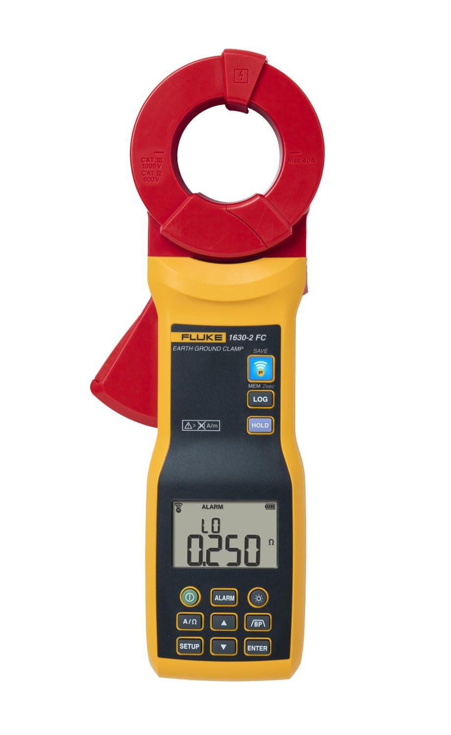Fluke 1630-2 FC Earth Ground Clamp, Stakeless Loop & Leakage Testing, CAT IV 600V / CAT III 1000V, Fluke Connect Wireless, 32,760 Data Logs, 40mm Jaw