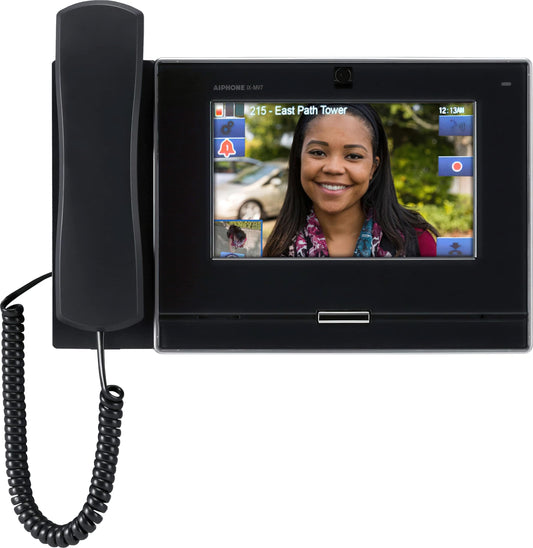 Aiphone IX-MV7-HB IP Master Station, Black | 7" TFT LCD Touchscreen, Hands-Free/Handset, Push-to-Talk, 8 Speed Dial Buttons, 600 Ohm Audio Input