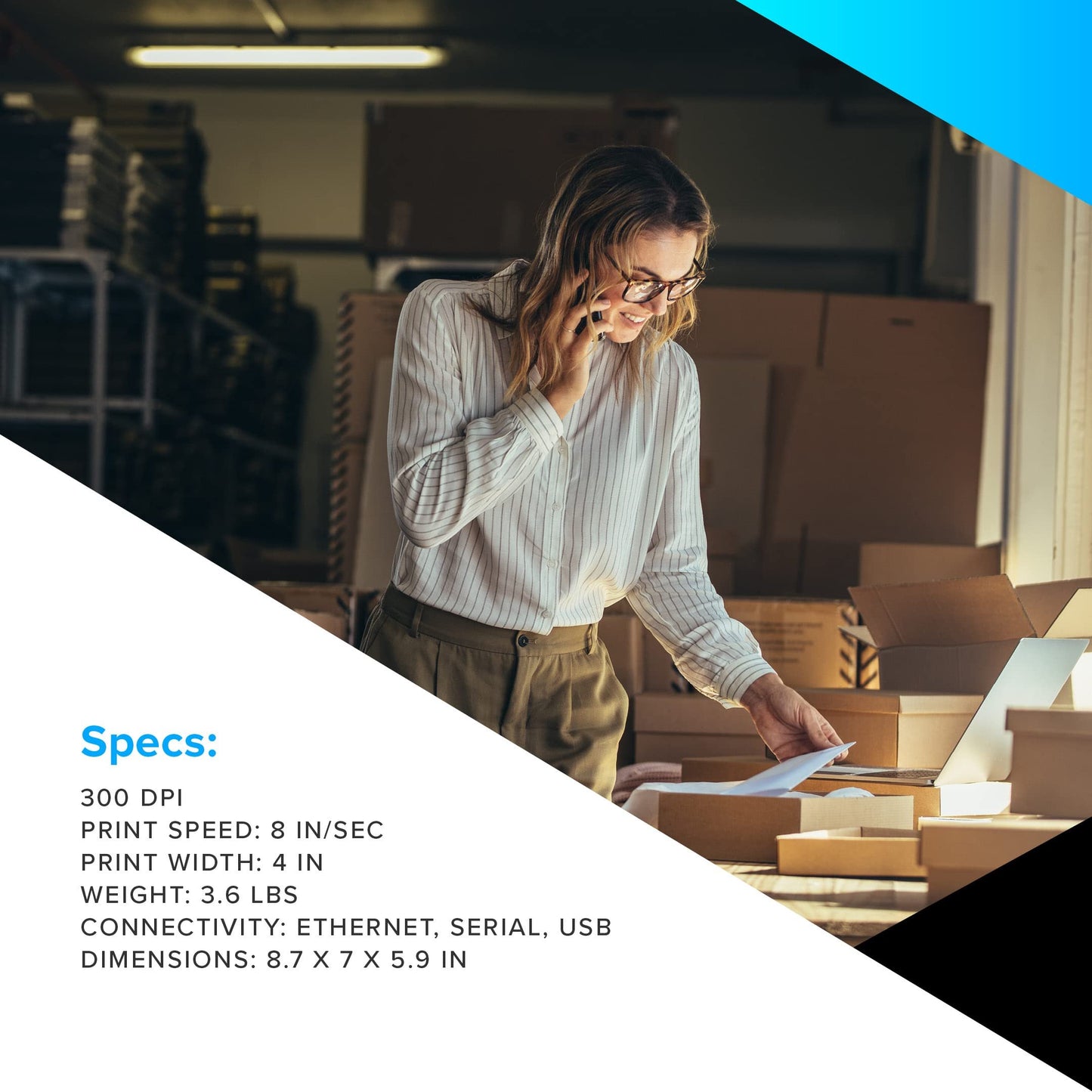 ZEBRA ZD621 Thermal Shipping Label Printer 4"| 300 DPI | No Ink Required | 4x6 | Color LCD Screen | USB, Serial, Ethernet, Tap to Print NFC| 2 Year Warranty | UPS/USPS/FedEx | Direct Thermal